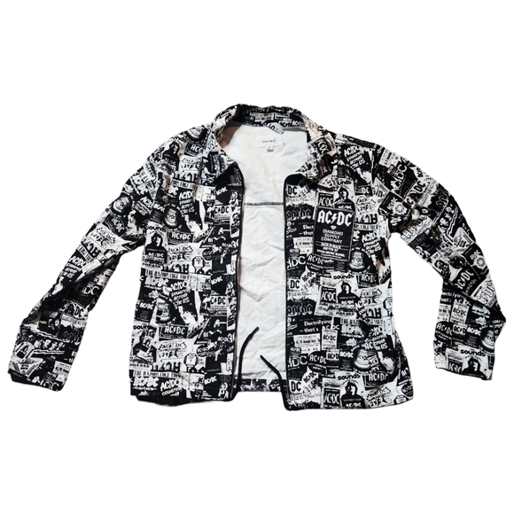 DIAMOND Supply Co. X AC/DC  World Tour Black White Men's All Over Print Jacket - Picture 13 of 16